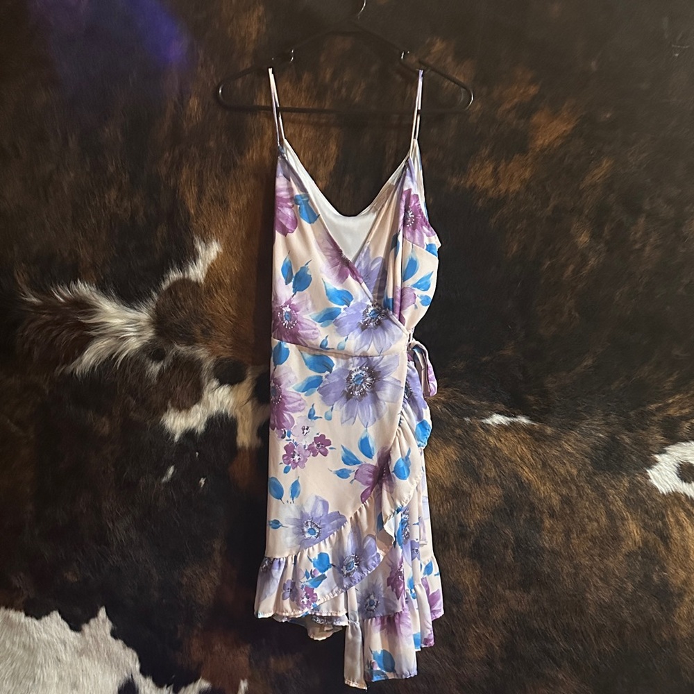 Pink Lily Floral Wrap Dress with Pink and Purple Hues
